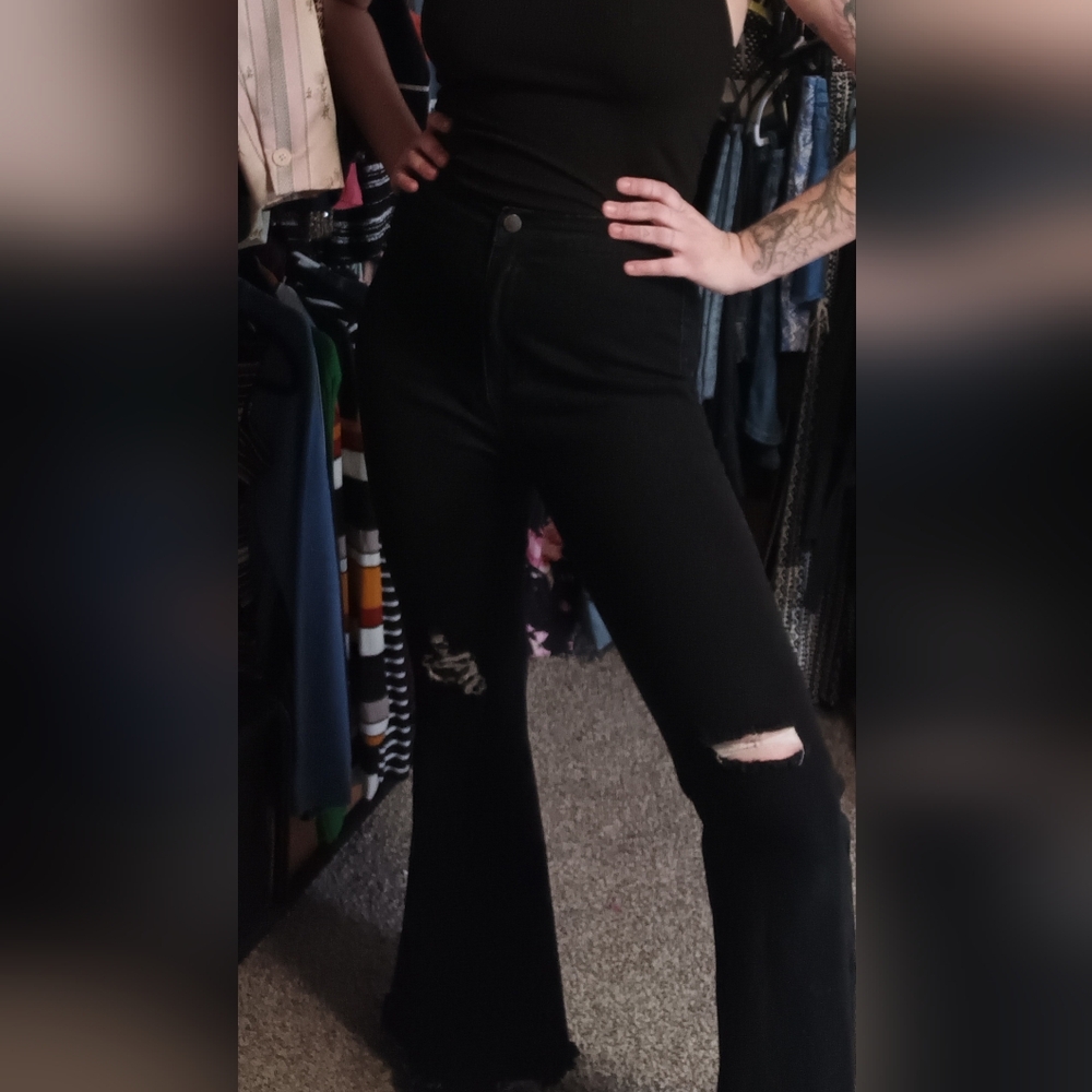 Daisy stretchy flare black jeans